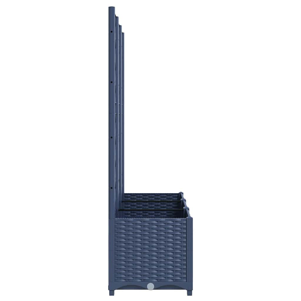 vidaXL Garden Planter with Trellis Blue Grey 120x40x136 cm PP
