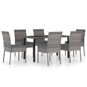 vidaXL 7 Piece Garden Dining Set Poly Rattan Grey