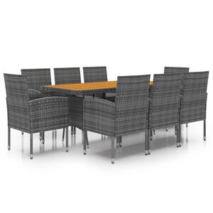 vidaXL 9 Piece Outdoor Dining Set Poly Rattan Grey