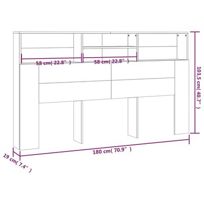 vidaXL Headboard Cabinet White 180x19x103.5 cm, white vidaXL Headboard Cabinet White 180x19x103.5 cm