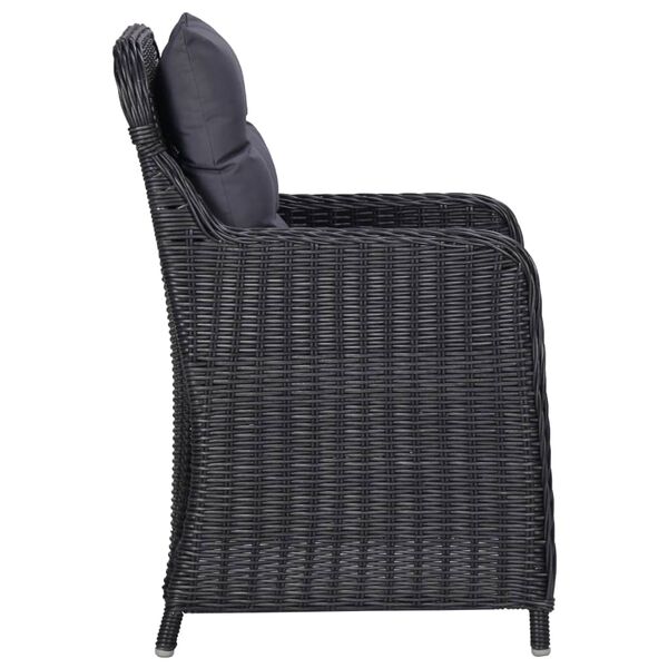 vidaXL Garden Chairs 2 pcs with Cushions Poly Rattan Black