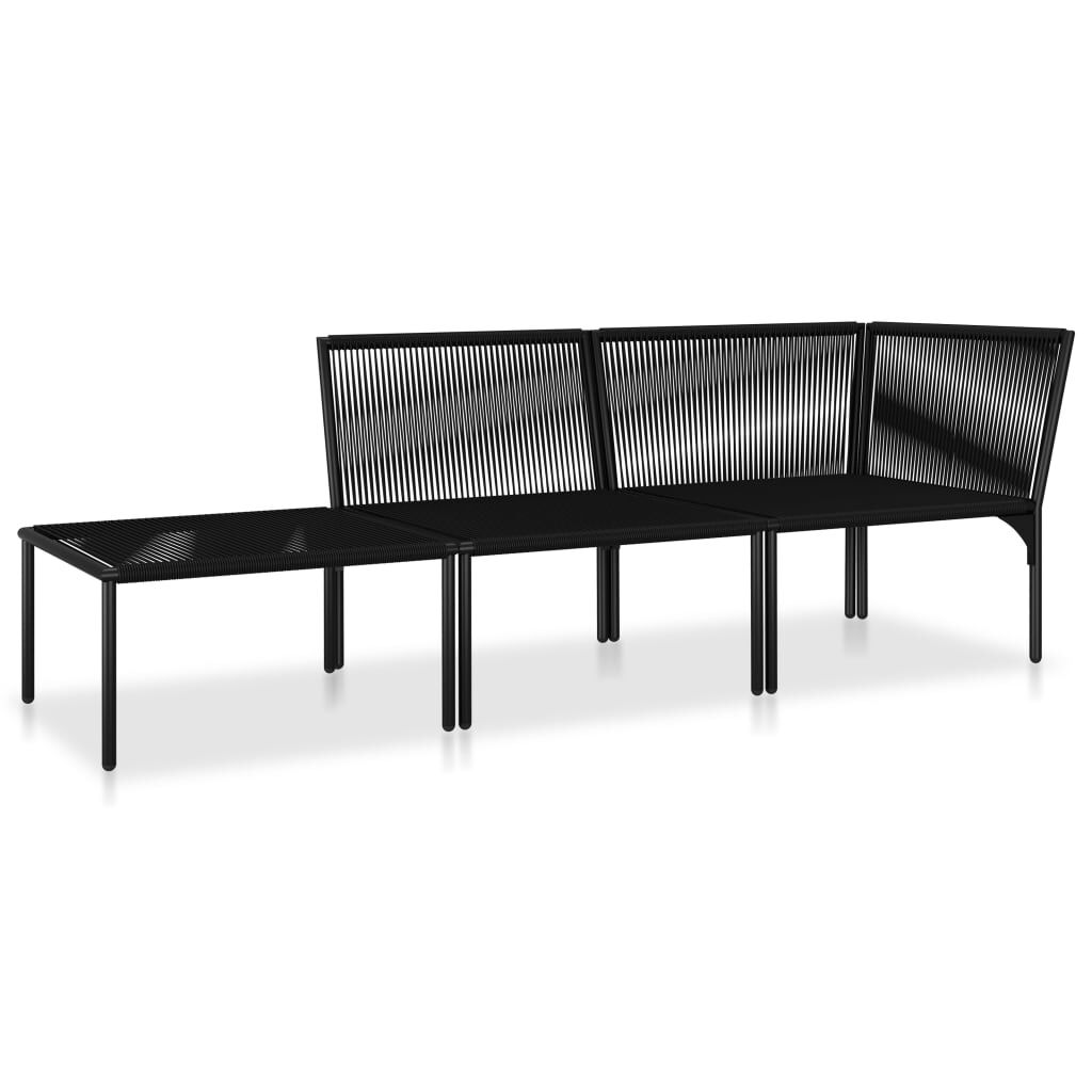 vidaXL 3 Piece Garden Lounge Set with Cushions Black PVC