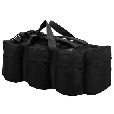 vidaXL 3-in-1 Army-Style Duffel Bag 45 L Black, black vidaXL 3-in-1 Army-Style Duffel Bag 45 L Black