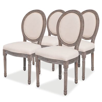 vidaXL Dining Chairs 4 pcs Cream Fabric,  vidaXL Dining Chairs 4 pcs Cream Fabric