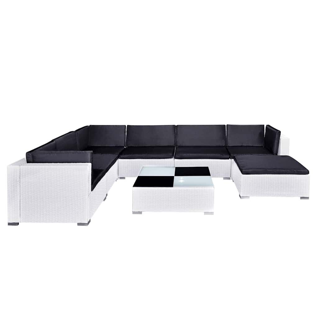 vidaXL 8 Piece Garden Lounge Set with Cushions Poly Rattan White
