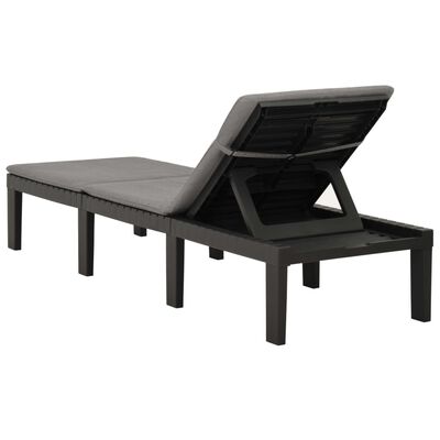 vidaXL Sun Lounger with Cushion Plastic Anthracite, anthracite vidaXL Sun Lounger with Cushion Plastic Anthracite