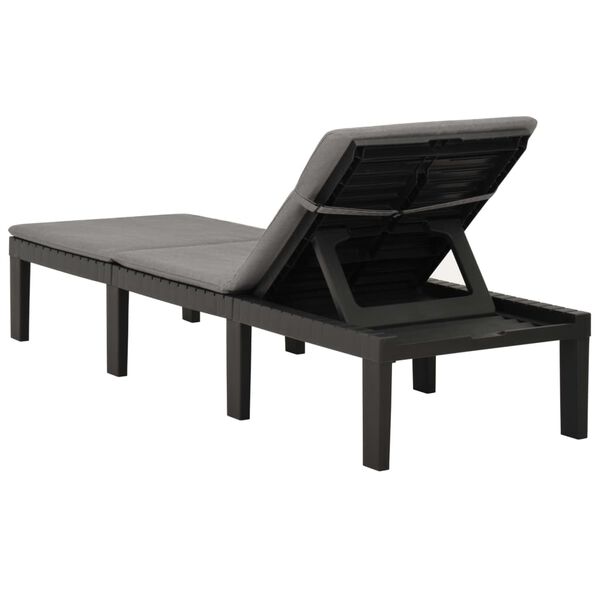 vidaXL Sun Lounger with Cushion Plastic Anthracite