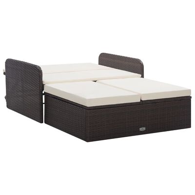 vidaXL 2 Piece Garden Lounge Set with Cushions Poly Rattan Brown