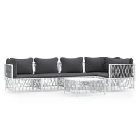 vidaXL 6 Piece Garden Lounge Set with Cushions White Steel, white vidaXL 6 Piece Garden Lounge Set with Cushions White Steel