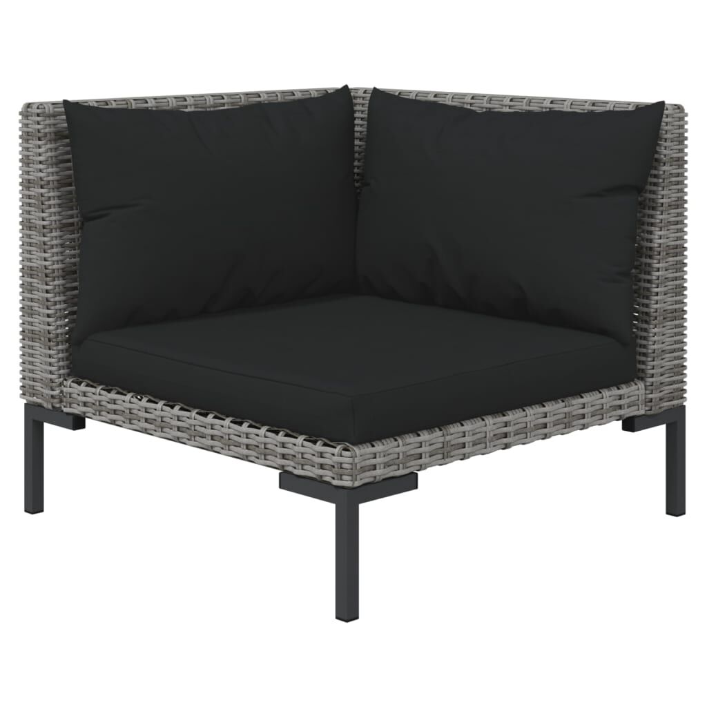 vidaXL 6 Piece Garden Lounge Set with Cushions Poly Rattan Dark Grey