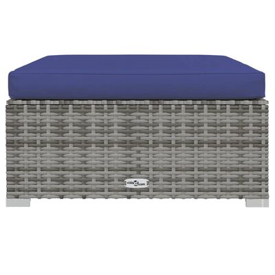 vidaXL 6 Piece Garden Lounge Set with Cushions Poly Rattan Grey, grey and dark blue vidaXL 6 Piece Garden Lounge Set with Cushions Poly Rattan Grey