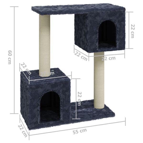 vidaXL Cat Tree with Sisal Scratching Posts Dark Grey 60 cm