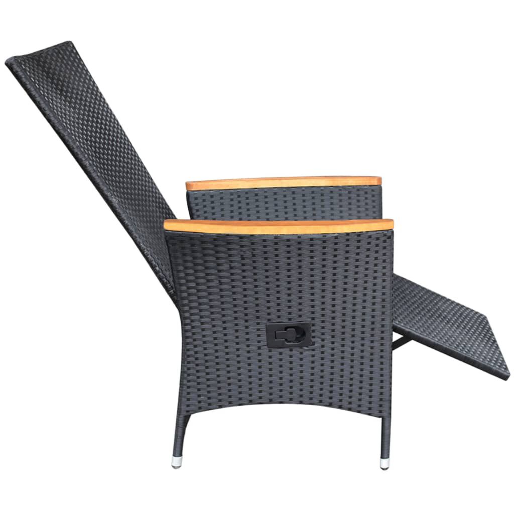 vidaXL 7 Piece Garden Dining Set Poly Rattan Black