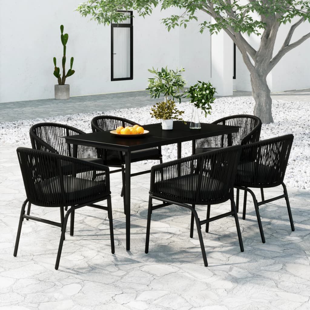 vidaXL 7 Piece Garden Dining Set Black