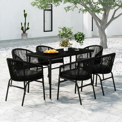 vidaXL 7 Piece Garden Dining Set Black, black vidaXL 7 Piece Garden Dining Set Black