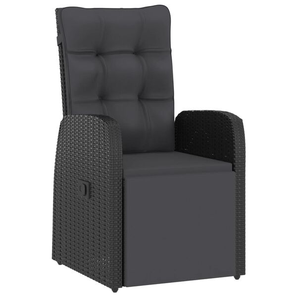 vidaXL 11 Piece Outdoor Dining Set with Cushions Poly Rattan Black