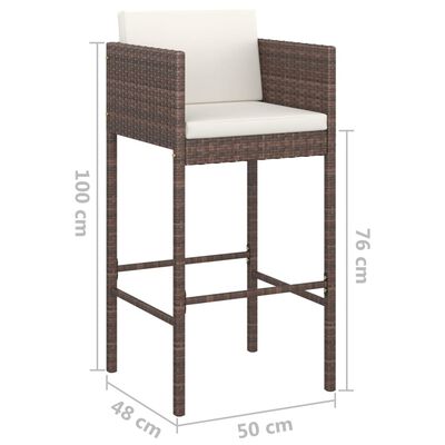 vidaXL Bar Stools 4 pcs with Cushions Brown Poly Rattan, brown vidaXL Bar Stools 4 pcs with Cushions Brown Poly Rattan