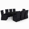 vidaXL 9 Piece Garden Dining Set with Cushions Black