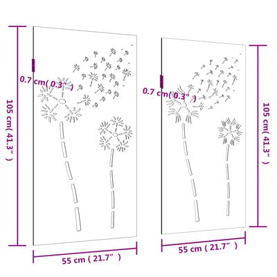vidaXL Garden Wall Decorations 2pcs 105x55cm Corten Steel Flower Design