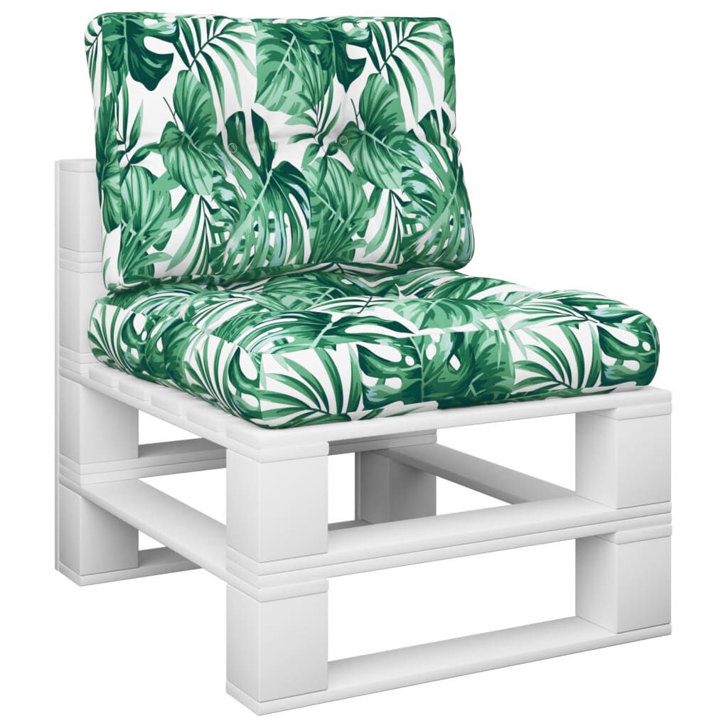 vidaXL Pallet Cushions 2 pcs Leaf Pattern Fabric