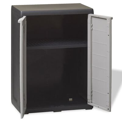 vidaXL Garden Storage Cabinet with 1 Shelf Black and Grey, black and grey vidaXL Garden Storage Cabinet with 1 Shelf Black and Grey