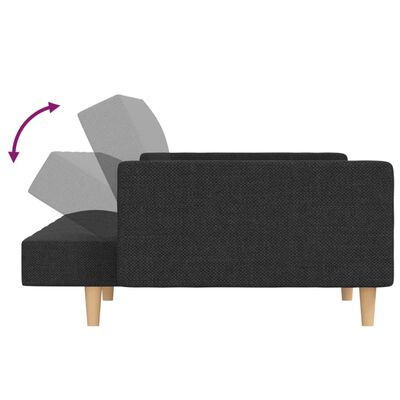 vidaXL 2-Seater Sofa Bed with Two Pillows Dark Grey Fabric