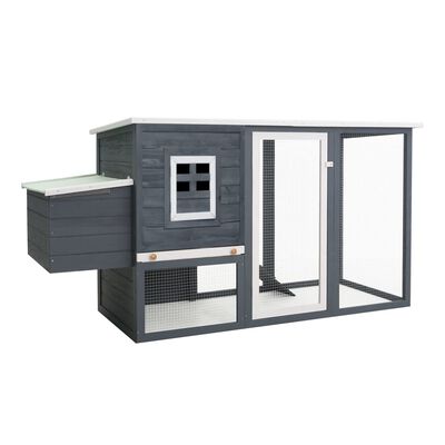 vidaXL Outdoor Chicken Cage Hen House with 1 Egg Cage Grey Wood, grey vidaXL Outdoor Chicken Cage Hen House with 1 Egg Cage Grey Wood