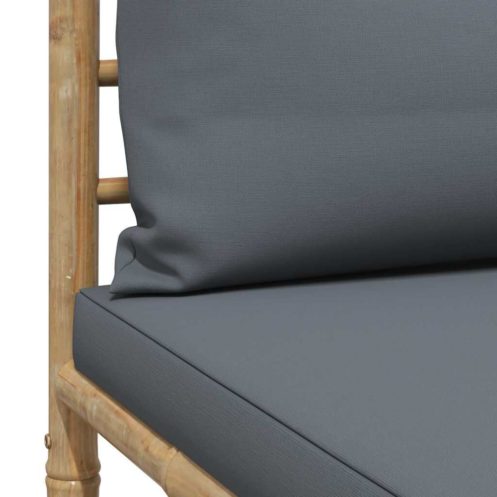vidaXL 3 Piece Garden Lounge Set with Dark Grey Cushions Bamboo
