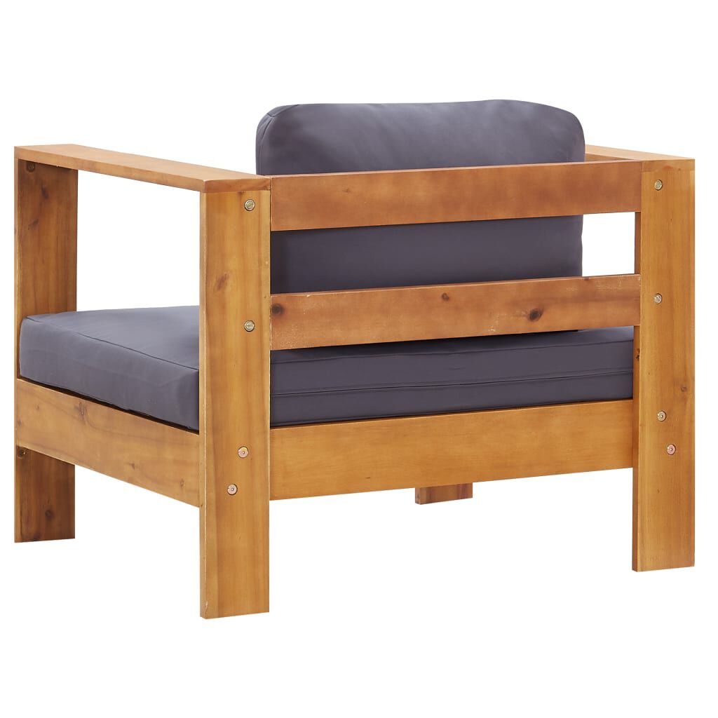 vidaXL Garden Sofa Chair with Cushion Dark Grey Solid Acacia Wood