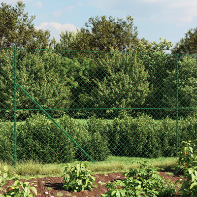 vidaXL Chain Link Fence with Spike Anchors Green 1.6x25 m, green vidaXL Chain Link Fence with Spike Anchors Green 1.6x25 m