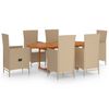 vidaXL 7 Piece Garden Dining Set Poly Rattan Beige
