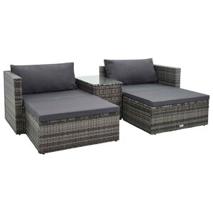vidaXL 5 Piece Garden Lounge Set with Cushions Poly Rattan Grey