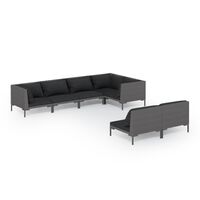 vidaXL 7 Piece Garden Lounge Set with Cushions Poly Rattan Dark Grey