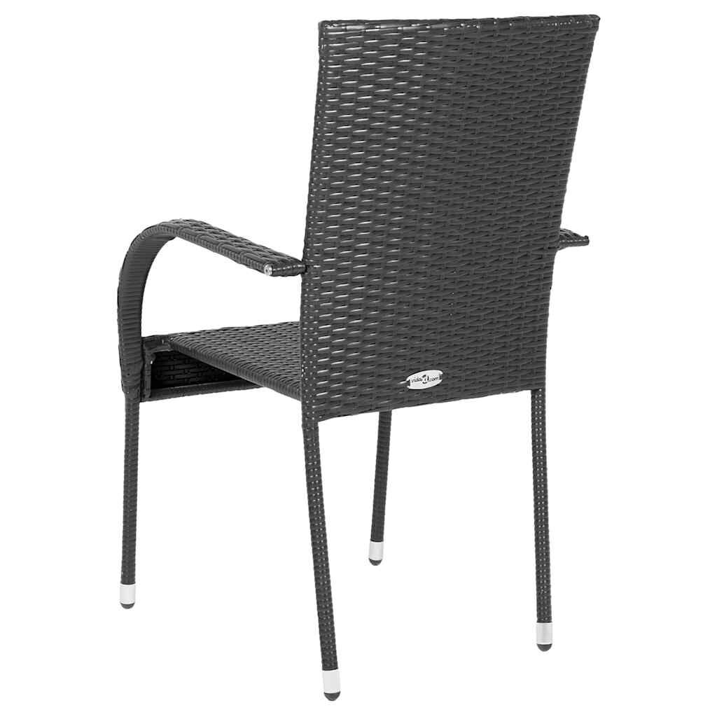 vidaXL Stackable Outdoor Chairs 4 pcs Poly Rattan Black