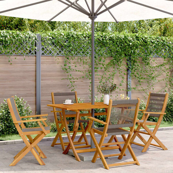 vidaXL Folding Garden Chairs 4 pcs Grey Solid Wood Acacia