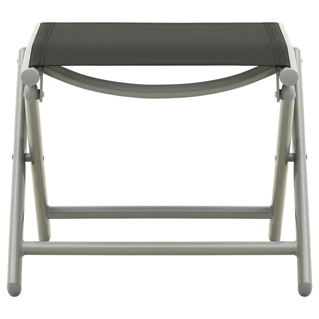 vidaXL Folding Footrest Black and Silver Textilene and Aluminium