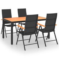 vidaXL 5 Piece Garden Dining Set Black and Brown,  vidaXL 5 Piece Garden Dining Set Black and Brown