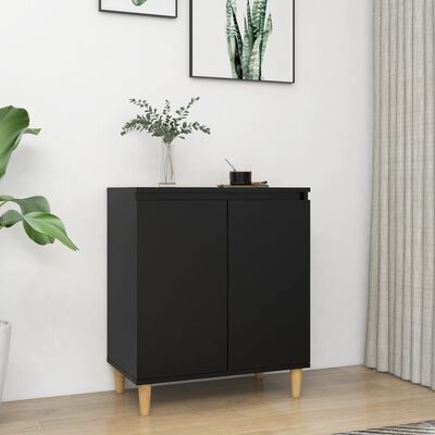 vidaXL Sideboard with Solid Wood Legs Black 60x35x70 cm Engineered Wood, black vidaXL Sideboard with Solid Wood Legs Black 60x35x70 cm Engineered Wood