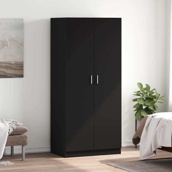 vidaXL Wardrobe Black 80x52x180 cm Engineered Wood