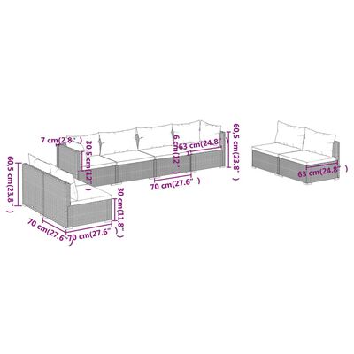 vidaXL 8 Piece Garden Lounge Set with Cushions Poly Rattan Grey