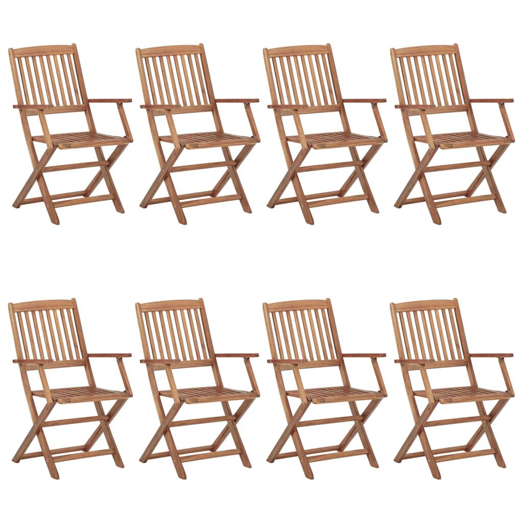vidaXL Folding Outdoor Chairs 8 pcs Solid Acacia Wood