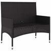 vidaXL 2-Seater Garden Bench with Cushions Black Poly Rattan