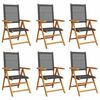 vidaXL Reclining Folding Chairs 6 pcs Black Poly Rattan and Solid Wood