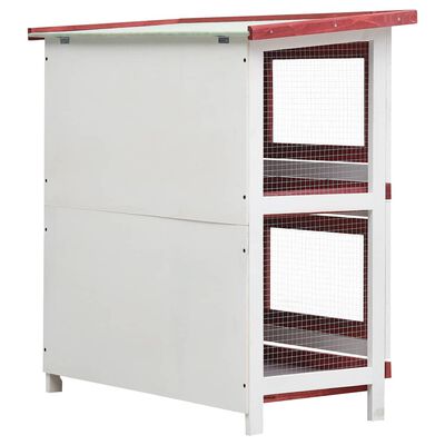 vidaXL Outdoor Rabbit Hutch 4 Doors Red Wood, red vidaXL Outdoor Rabbit Hutch 4 Doors Red Wood