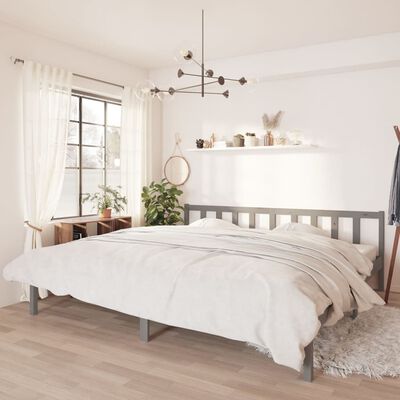 vidaXL Bed Frame without Mattress Grey Solid Wood 200x200 cm