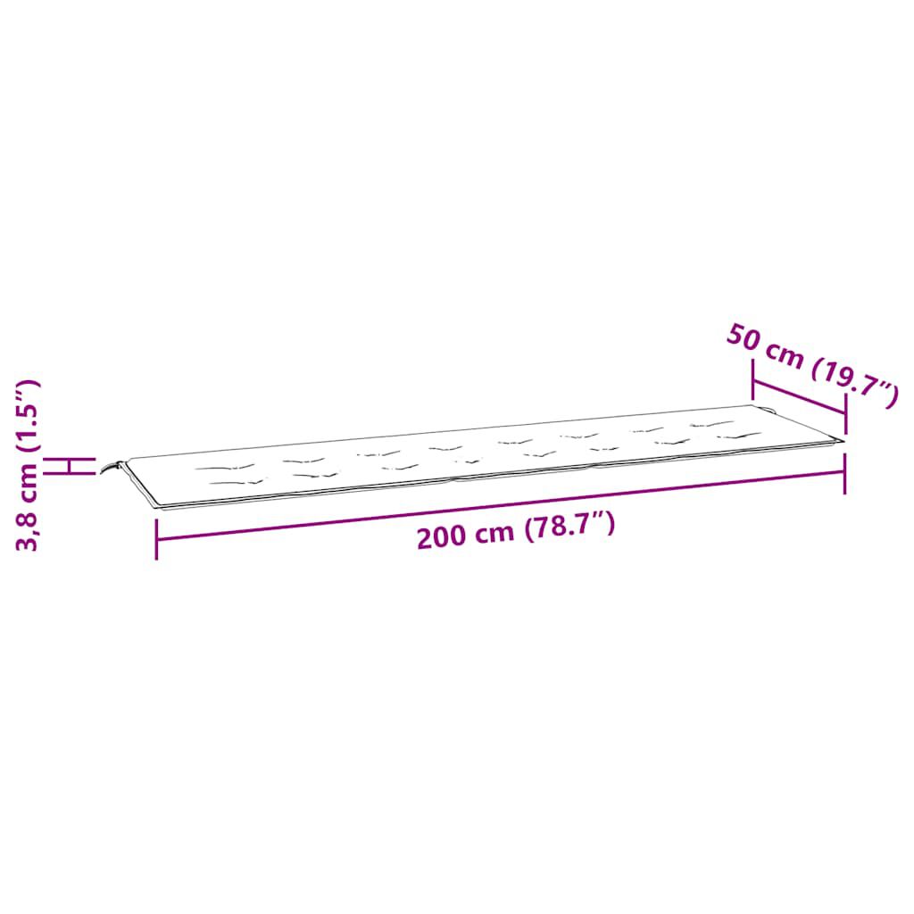 vidaXL Garden Bench Cushion Cream 200x50x4 cm Oxford Fabric