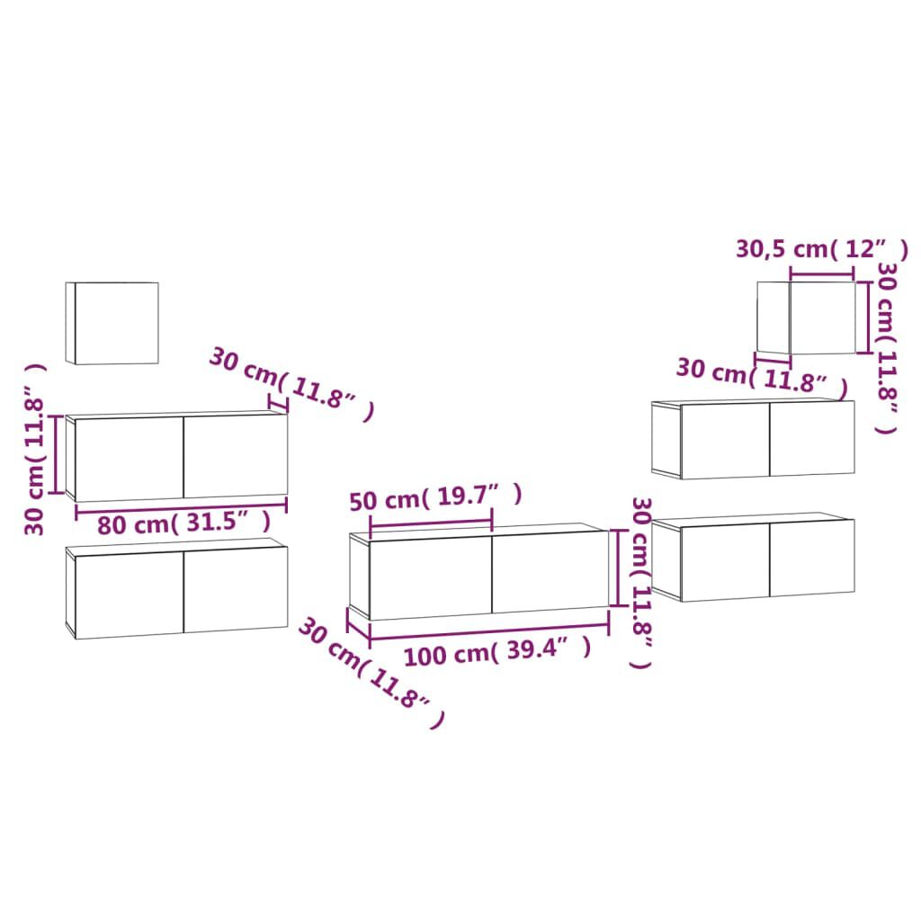 vidaXL 7 Piece TV Cabinet Set White Engineered Wood