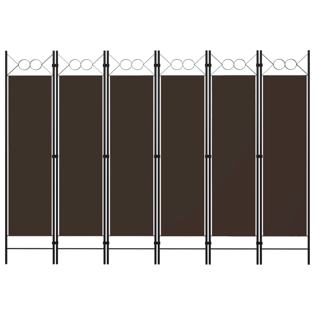 vidaXL 6-Panel Room Divider Brown 240x180 cm