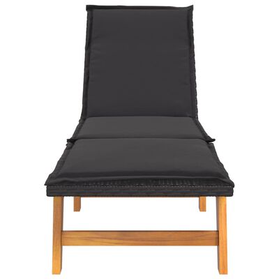 vidaXL Sun Loungers with Cushions 2 pcs Poly Rattan&Solid Wood Acacia