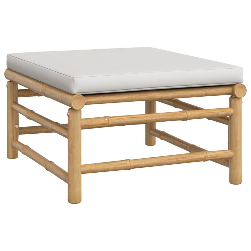vidaXL 7 Piece Garden Lounge Set with Light Grey Cushions Bamboo